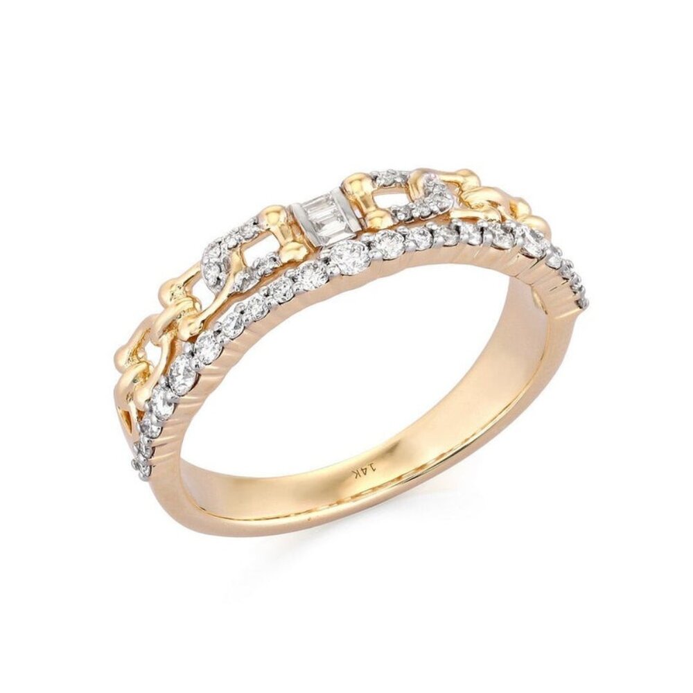 Radiant Majesty 14K (or 18k upon request) Baguette Diamonds Yellow Gold Ring